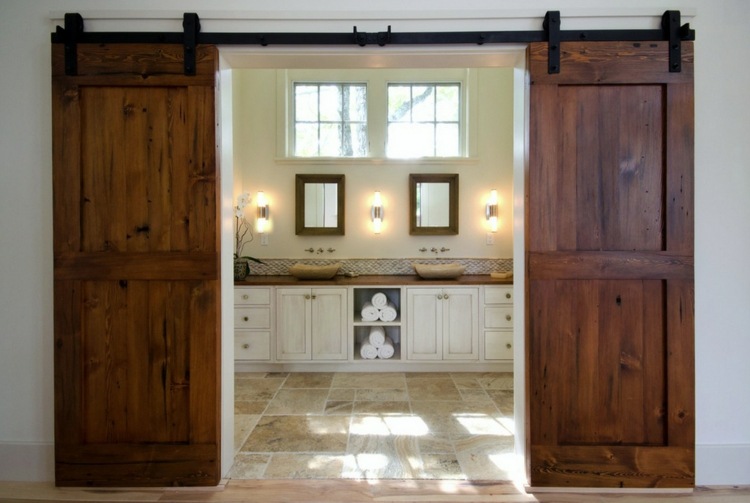 bathroom sliding door wood