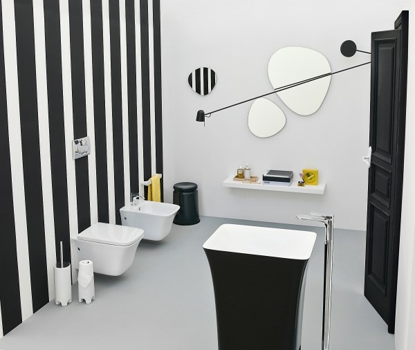 retro bathroom modern black white