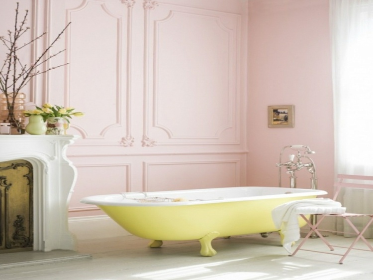 pink yellow romantic bathroom