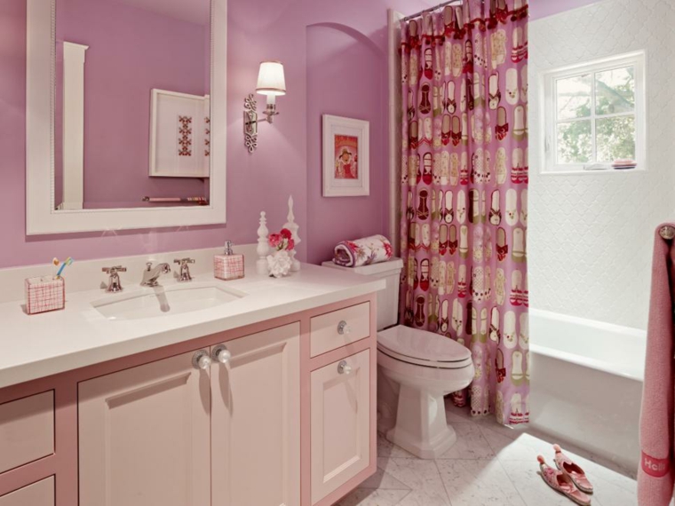 color bathroom pink furniture wood toilet curtain pattern ripe deco table