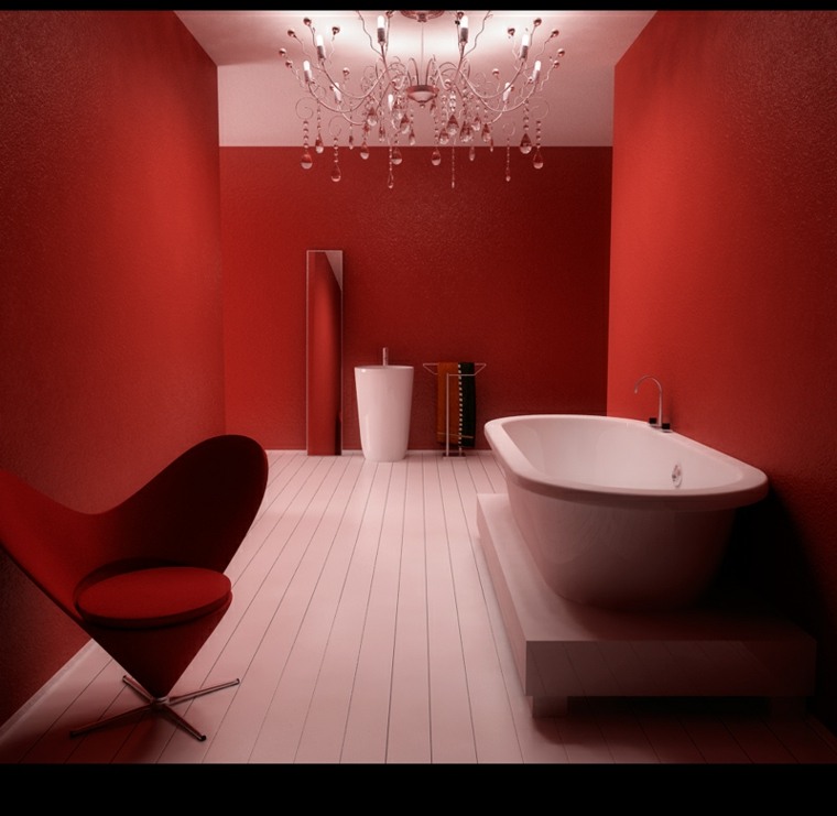 red bathroom furniture armchair bathtub white bathroom fixture