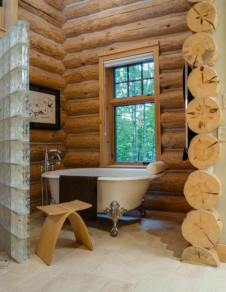 rustic wood deco bathroom