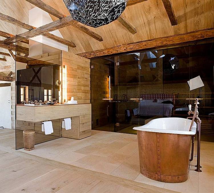 rustic bathroom deco wood