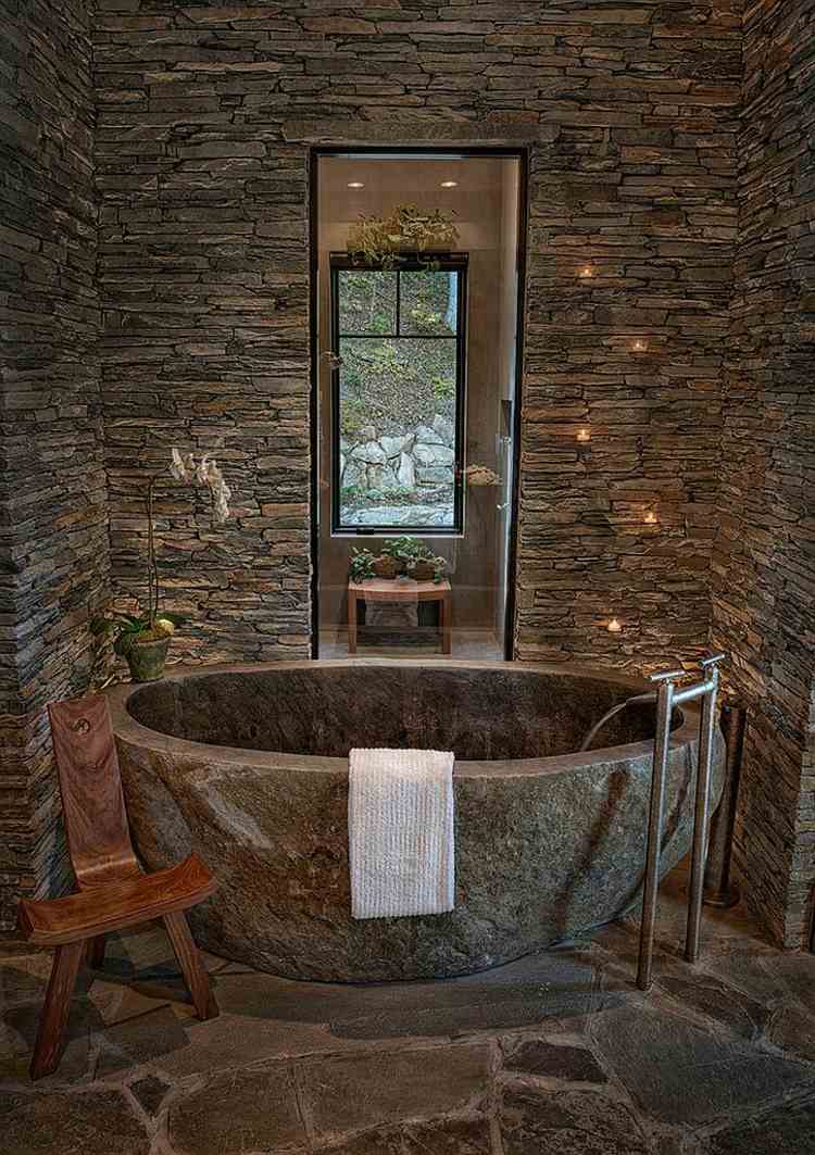 rustic bathroom deco stone