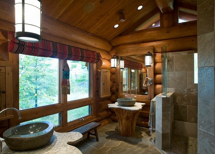 rustic bathroom sink stone