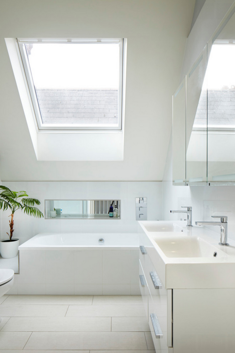 bathroom under white slope