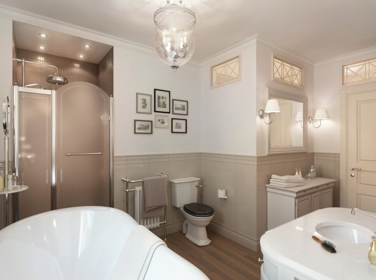 Modern taupe and white bathroom