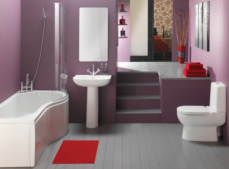 color bathroom purple red design gray white modern