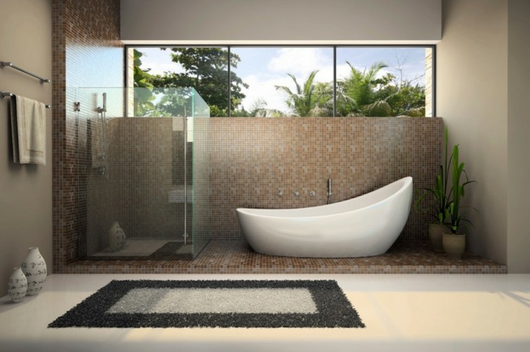 bathroom design zen floor pebbles