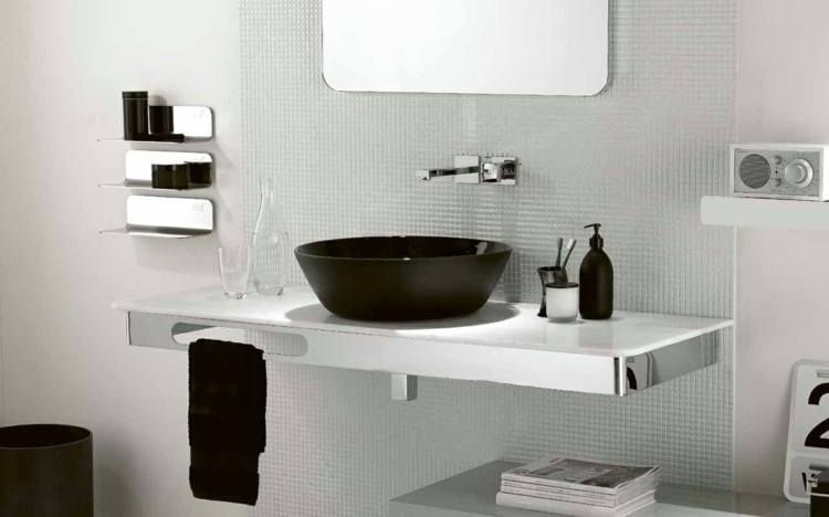 white bathroom sink black