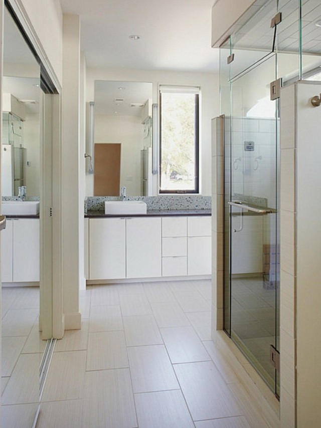 contemporary bathroom door mirror integrate