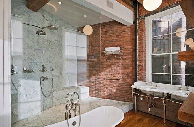 industrial bathroom brick