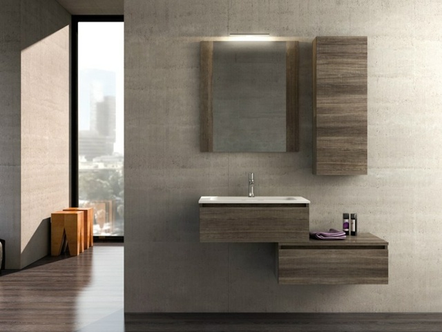 bathroom minimalist gray beige furniture