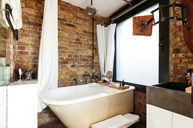 bathroom industrial style brick