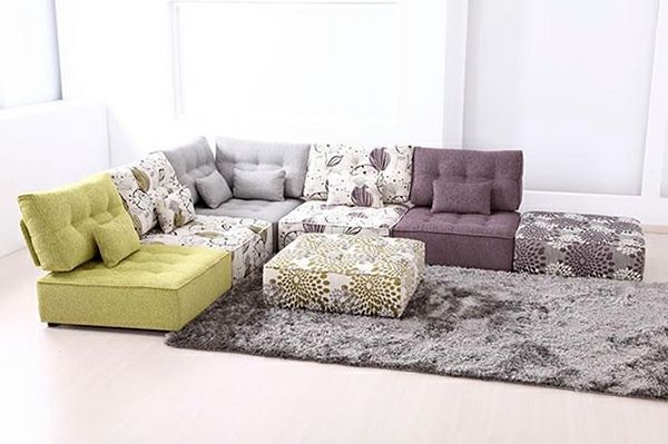 living room sofa modulable gray white