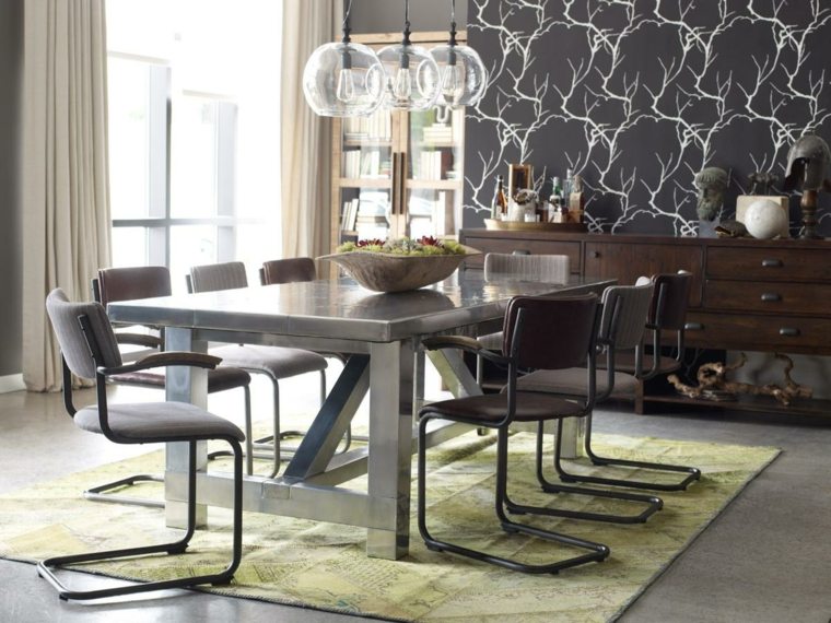 dining room dining table gray chair lighting fixture