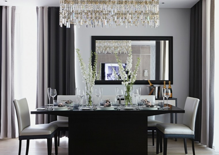 mirror dining room black dining table