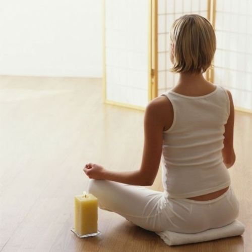 meditation room white color illuminated