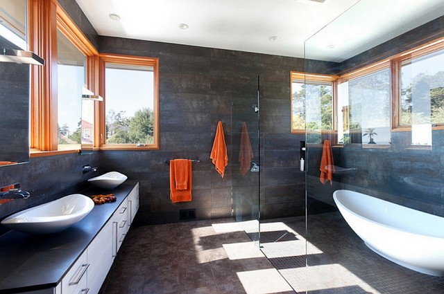 bathroom decor 2015 orange touches