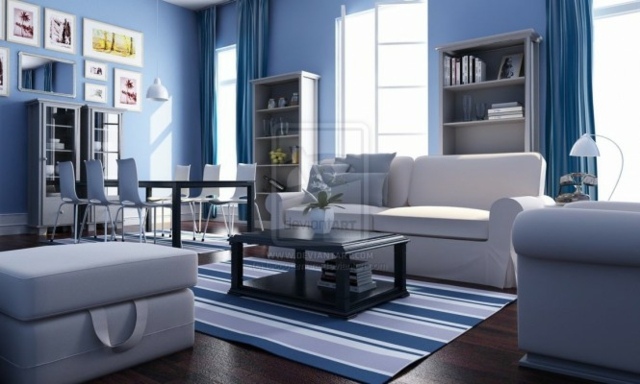 white blue marine theme lounge