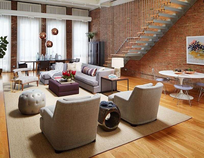 living room red brick armchair design floor mats