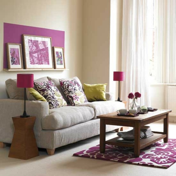 warm living room deco purple