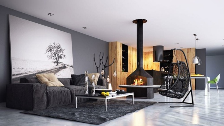 Contemporary interior living-room-gray