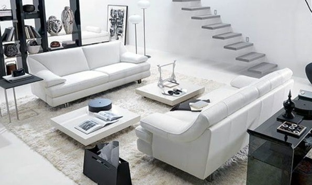 contemporary black white living room