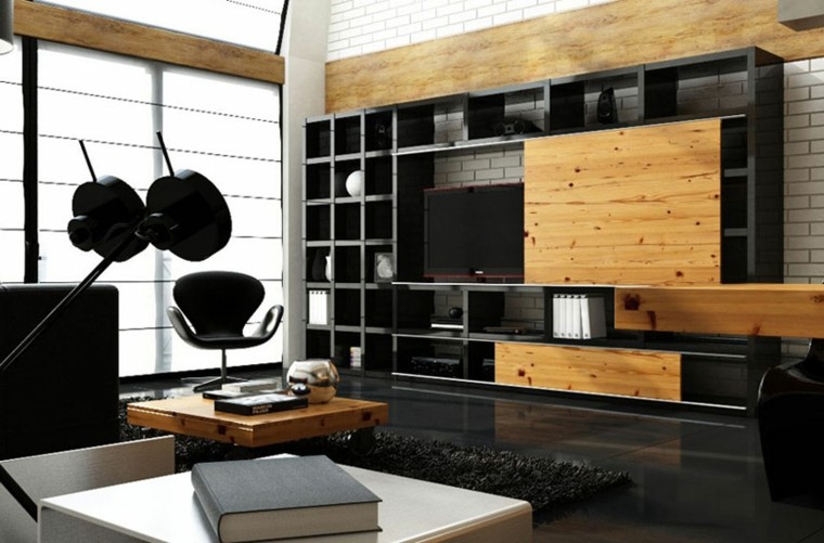 black wood living room idea floor tile black floor light wood table