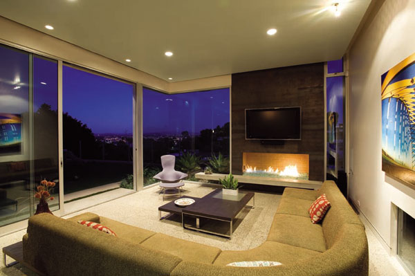 contemporary open living room