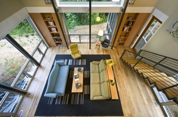 contemporary living room open loft