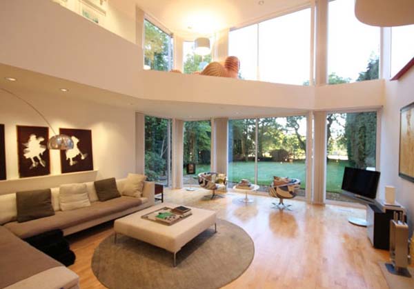 contemporary living room open to garden