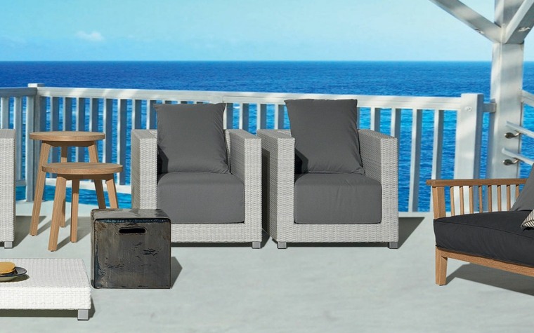 modern armchairs terrace in resin and decoration