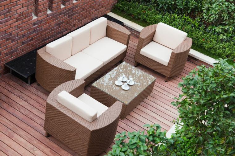 brown resin garden furniture woven