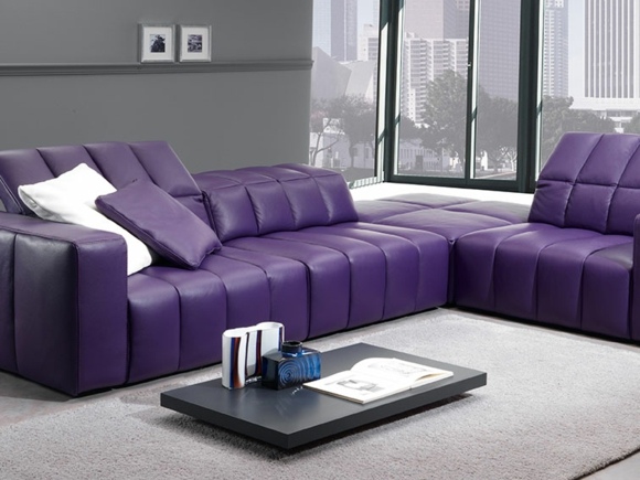 living room deco sofa purple leather