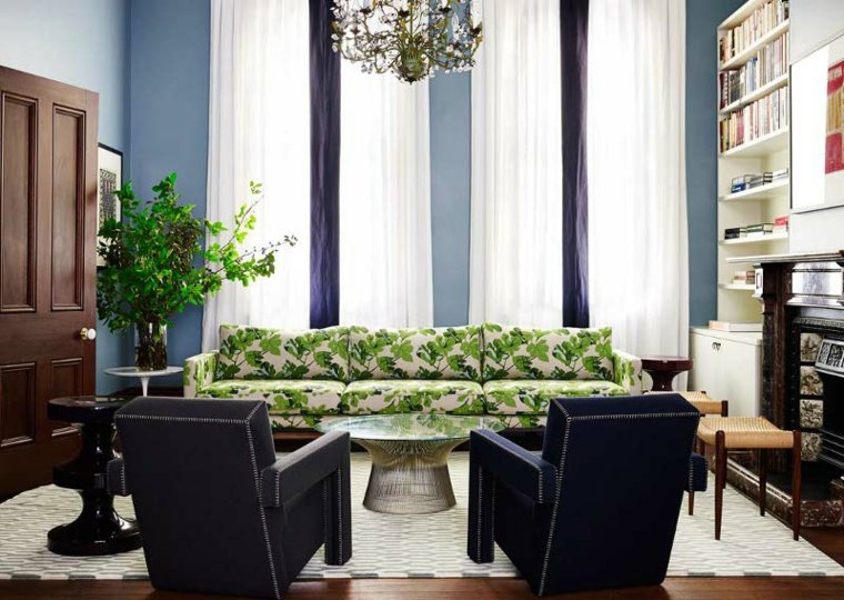 living room deco design contemporary interior blue and green