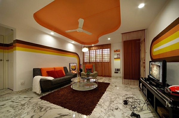 contemporary retro living room