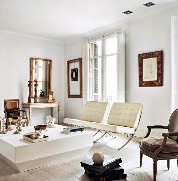 white modern deco living room