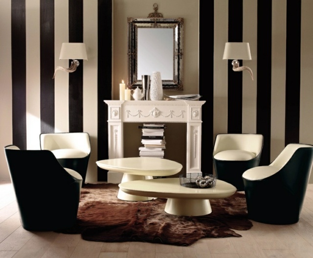 living room deco black white