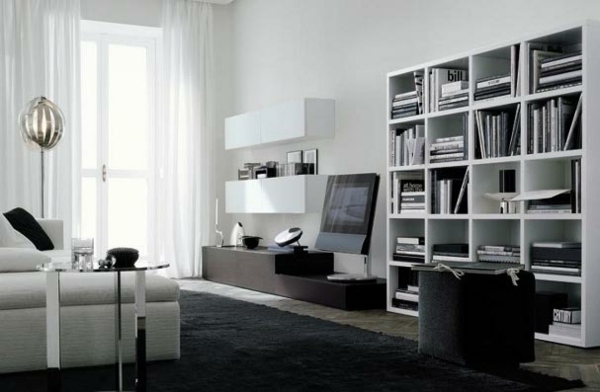 living room deco black white