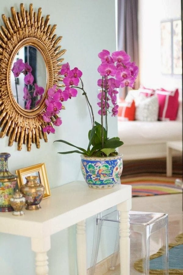 living room decoration orchidee rose gold mirror