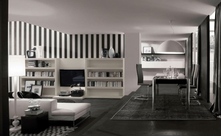 living room minimalist design black white