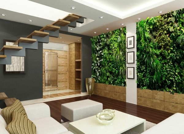 living room modern design vegetal wall