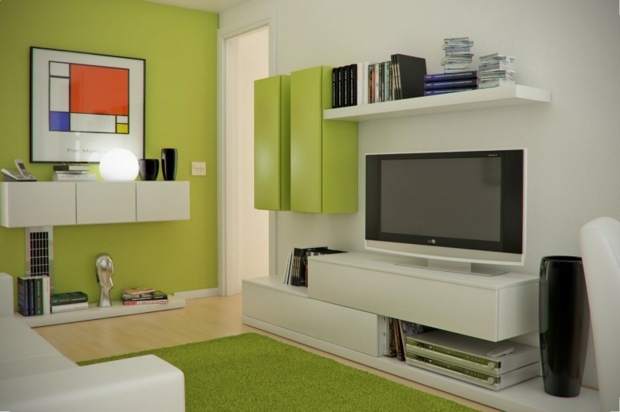 white green design living room