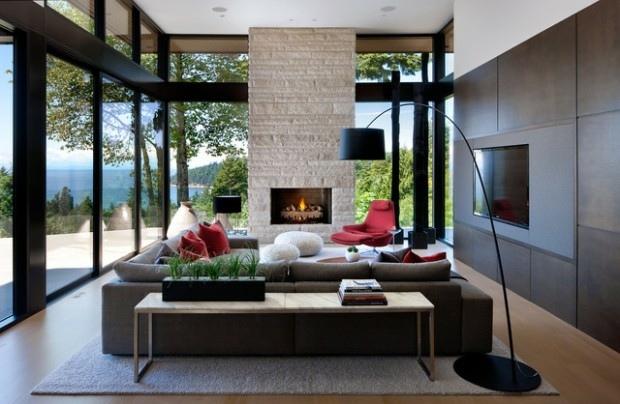 elegant modern living room fireplace