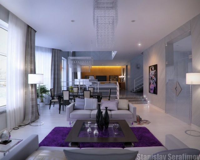 living room glamor white purple contemporary furniture