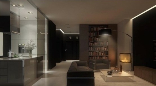 minimalist living room dark color