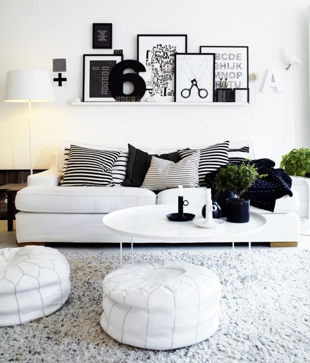 modern living room white black gray carpet