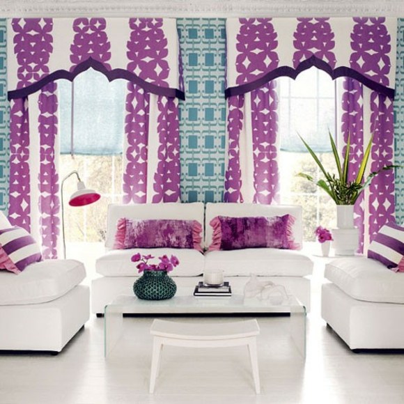 purple white modern living room