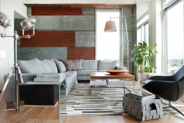 modern deco industrial living room